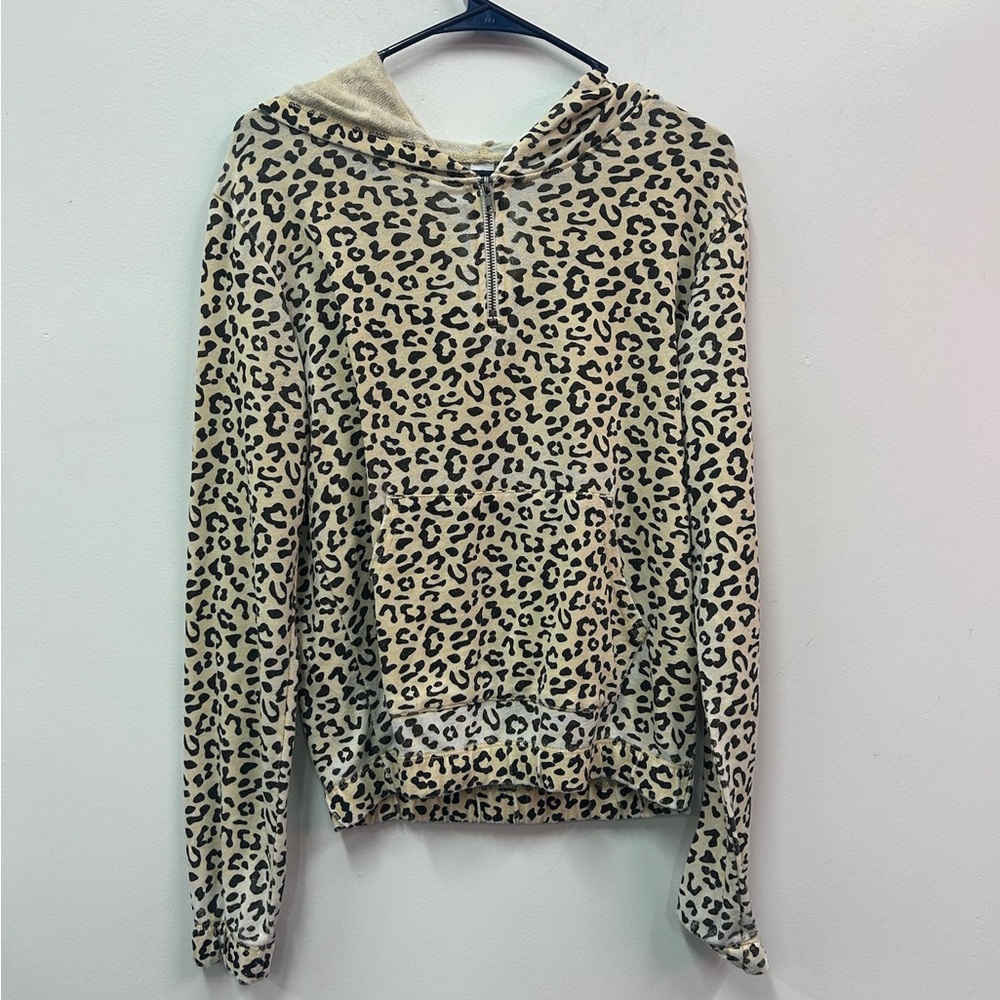 Alternative Leopard Print Women's Quarter Zip Hoodie Size Medium